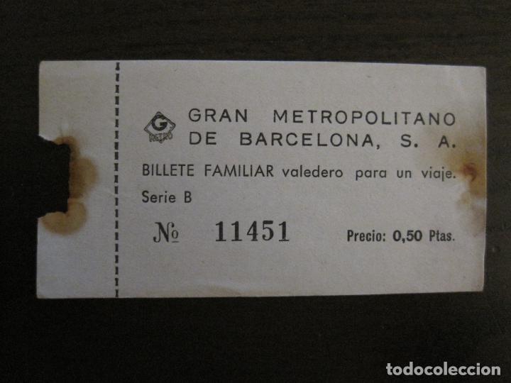 Colecionismos Bilhetes de Transporte: BILLETE GRAN METROPOLITANO DE BARCELONA-BILLETE FAMILIAR-0.50 PESETAS-VER FOTOS-(V-15.709)