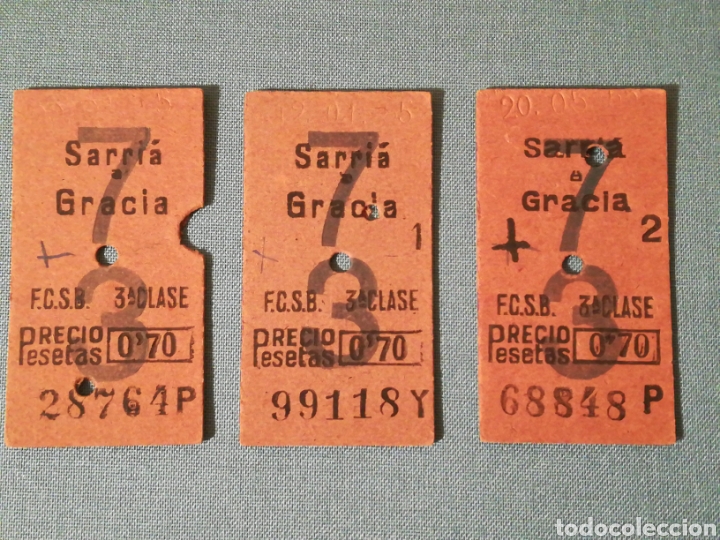 Colecionismos Bilhetes de Transporte: BILLETE DE TREN EDMONSON FERROCARRILES CATALANES BARCELONA DE SARRIA A GRACIA. VARIANTES.