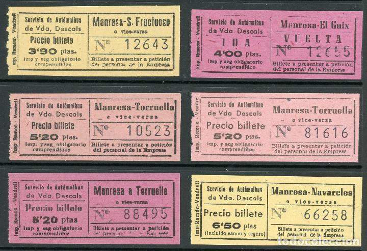 Coleccionismo Billetes de transporte: (L537) 6 BILLETES DE VDA. DESCALS // A&Ntilde;OS 40 //V41