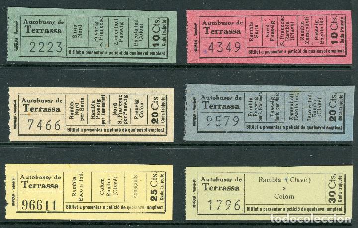 Colecionismos Bilhetes de Transporte: (L540) 6 BILLETES DE AUTOBUSOS DE TARRASSA // A&Ntilde;OS 30 // V48