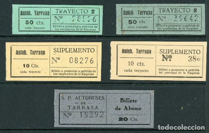 Collectionnisme Billets de transport: (L541) 5 BILLETES DE AUTOBUSOS DE TARRASSA // A&Ntilde;OS 40 // V49
