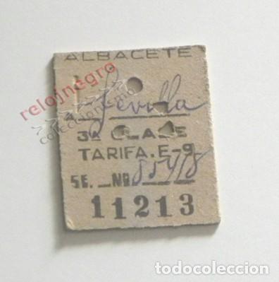 Coleccionismo Billetes de transporte: ANTIGUO BILLETE DE TRANSPORTE - TREN ALBACETE SEVILLA - 3&ordf; CLASE - FERROCARRIL ESPA&Ntilde;OL ESPA&Ntilde;A TIQUE