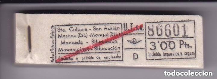 Coleccionismo Billetes de transporte: TALONARIO CON 200 BILLETES DE TRANSPORTE DE SANTA COLOMA A MASRAMPINYO 3 PESETAS (U.T.S.A.)