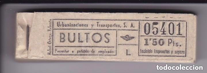 Collectables Transport Tickets: TALONARIO CON 200 BILLETES DE TRANSPORTE DE BULTOS 1,50 PESETAS (URBANIZACIONES Y TRANSPORTES S.A)