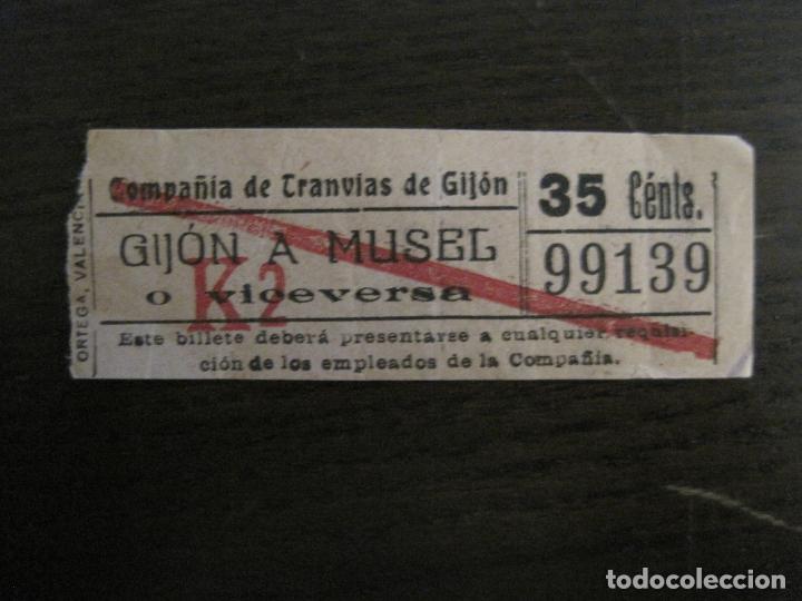 Colecionismos Bilhetes de Transporte: BILLETE TRANVIAS DE GIJON A MUSEL-35 CENTS-VER FOTOS-(V-15.865)