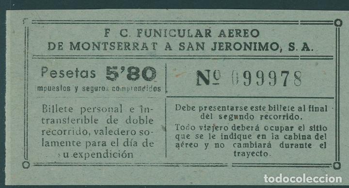 Collectionnisme Billets de transport: BILLETE DE FUNICULAR DE MONTSERRAT A SAN JERONIMO
