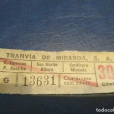 Coleccionismo Billetes de transporte: SANTANDER TRANVIAS DE MIRANDA CAPICUA 13631 VER TRAYECTO. Lote 151954142