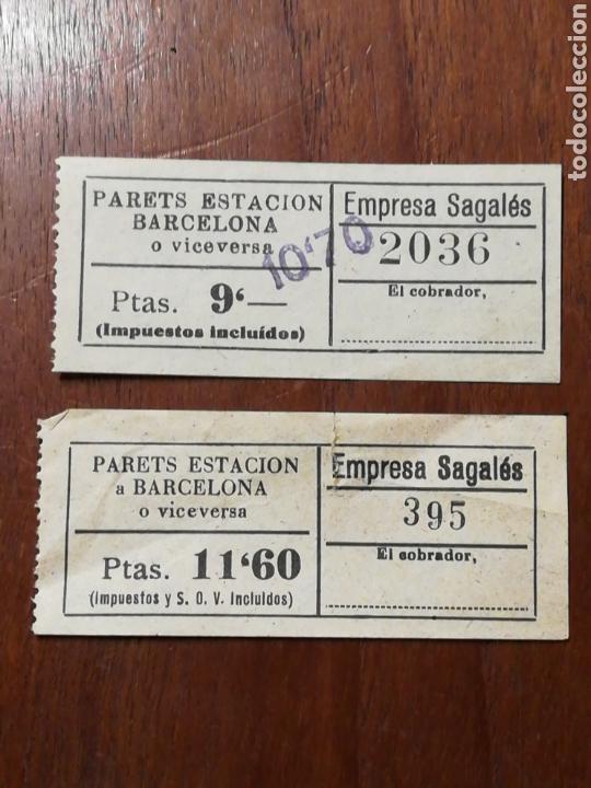Colecionismos Bilhetes de Transporte: DOS BILLETES BUS. PARETS. BARCELONA. SAGALES.