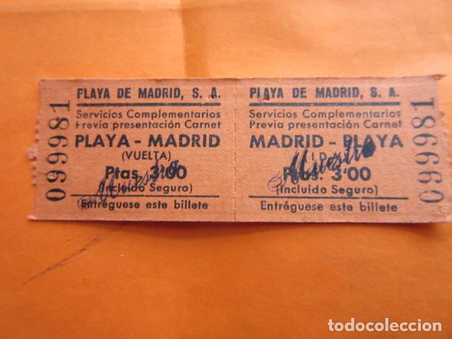Collectables Transport Tickets: BILLETE EMPRESA PLAYA DE MADRID A&Ntilde;OS 50/60 PLAYA MADRID IDA/VUELTA NARANJA - LEER INTERIOR