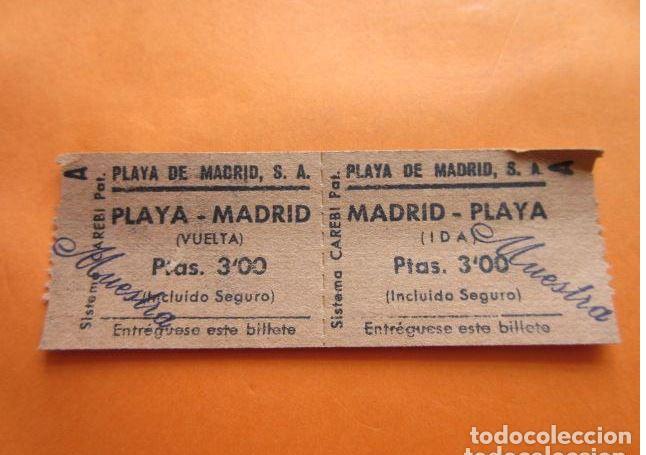 Collectables Transport Tickets: BILLETE PLAYA DE MADRID A&Ntilde;OS 50/60 IDA Y VUELTA MARRON - LEER INTERIOR