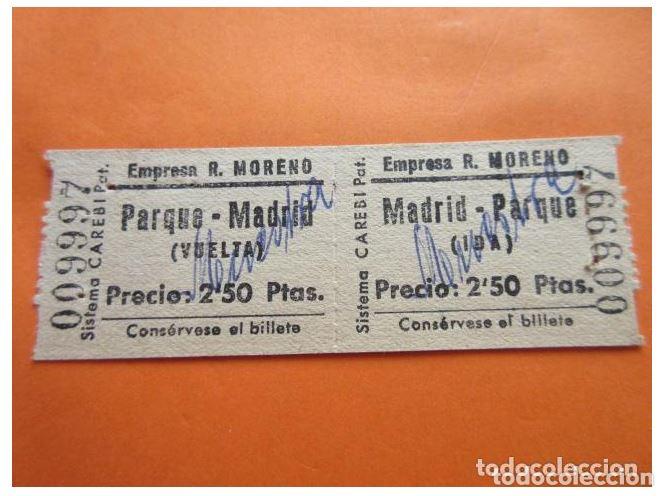 Collectionnisme Billets de transport: BILLETE EMPRESA R. MORENO A&Ntilde;OS 50/60 MADRID PARQUE IDA Y VUELTA BLANCO - LEER INTERIOR