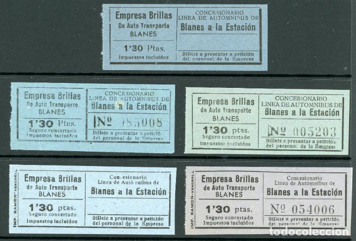 Collectables Transport Tickets: (L587) 5 BILLETES DE EMPRESA BRILLAS // BLANES // U8