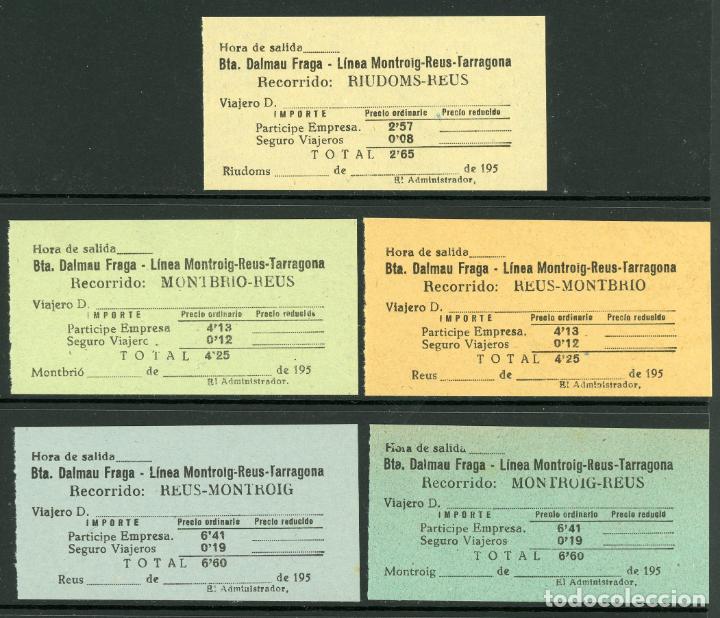Collectables Transport Tickets: (L589) 5 BILLETES DE BTA. DALMAU FRAGA // MONTROIG, RIUDOMS, MONTBRIO - REUS // A&Ntilde;OS 50 // U31