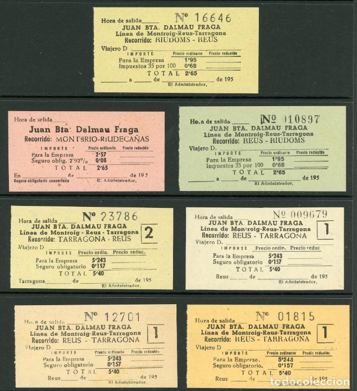 Collectables Transport Tickets: (L591) 7 BILLETES DE JUAN BTA. DALMAU FRAGA // RIUDOMS, MOTBRIO, RIUDECA&Ntilde;AS,...// A&Ntilde;OS 50 // U32