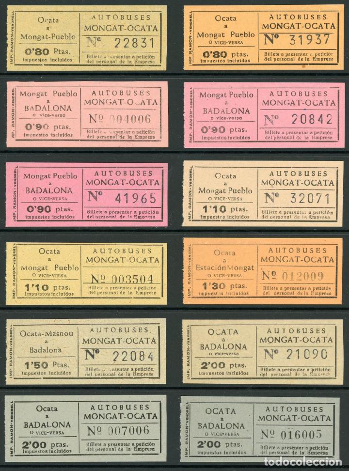 Collectionnisme Billets de transport: (L594) 12 BILLETES DE AUTOBUSES MONGAT - OCATA // BADALONA, MASNOU,... // A&Ntilde;OS 40 // U44