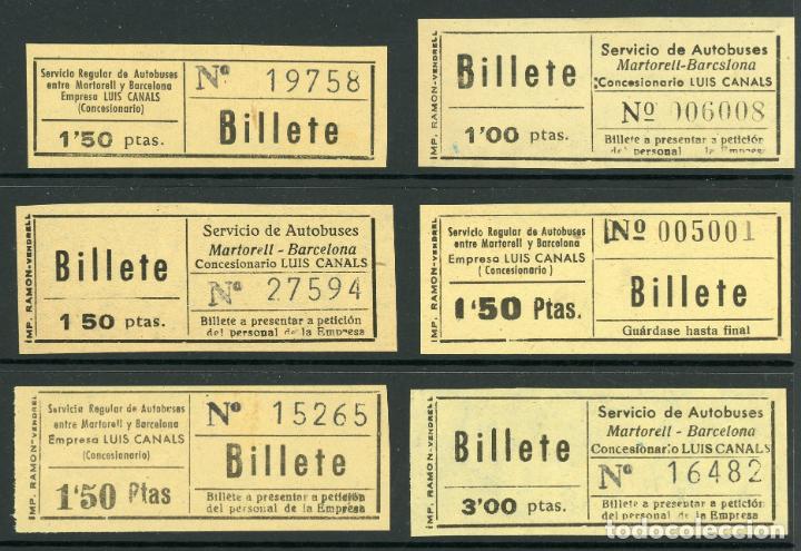 Collectables Transport Tickets: (L596) 6 BILLETES DE LUIS CANALS ENTRE MARTORELL Y BARCELONA // U50