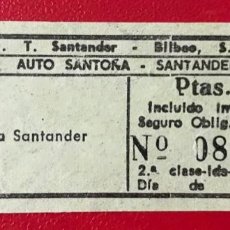 Coleccionismo Billetes de transporte: ANTIGUO BILLETE DE AUTOBÚS SANTOÑA - SANTANDER. Lote 234365370