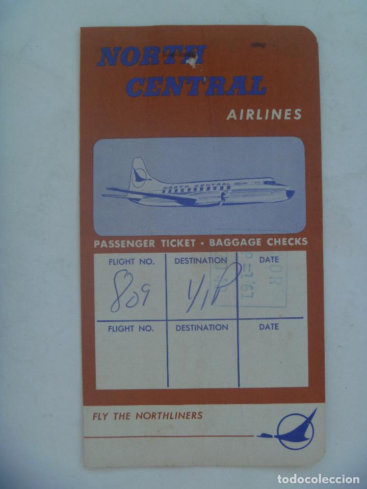 Collectables Transport Tickets: BILLETE DE AVION DE LA COMPA&Ntilde;IA NORTH CENTRAL AIRLINES , ESTADOS UNIDOS . A&Ntilde;OS 50