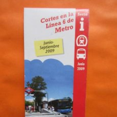 Coleccionismo Billetes de transporte: METRO MADRID JUNIO 2003 FOLLETO DESPLEGABLE PLANO BILLETES TARIFAS CORTES LINEA 6 . Lote 155786106