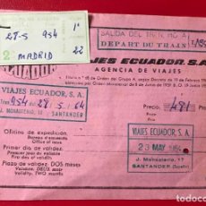 Coleccionismo Billetes de transporte: BILLETE DE TREN - FERROCARRIL SANTANDER - MADRID (VIAJES ECUADOR) - AÑO 1964. Lote 155845270