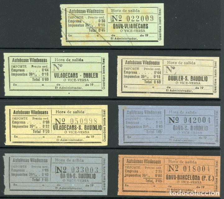 Collectables Transport Tickets: (L606) 7 BILLETES DE AUTOBUSES VILADECANS // A&Ntilde;OS 40-50 // V18