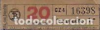 Collectionnisme Billets de transport: Billete tranvia Barcelona. 20 c&eacute;ntimos, Trayecto 1 16398. 2x7 cm.