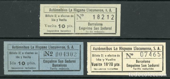 Sammeln von Fahrkarten: (L599) 3 BILLETES DE LA HISPANO LLACUNENSE // BARCELONA - EMPALME SAN SADURNI // U57