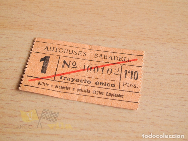 Colecionismos Bilhetes de Transporte: Billete Autobuses Sabadell - A&ntilde;os 60