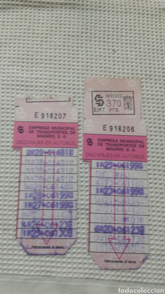 Colecionismos Bilhetes de Transporte: Bonob&uacute;s EMT Madrid