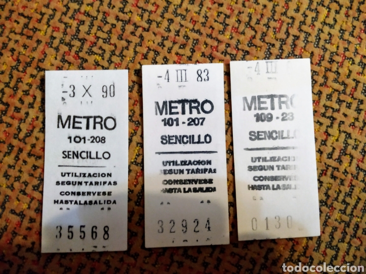 Collectionnisme Billets de transport: Lote 3 Billetes METRO 83 - 90 -8? 1983 1990