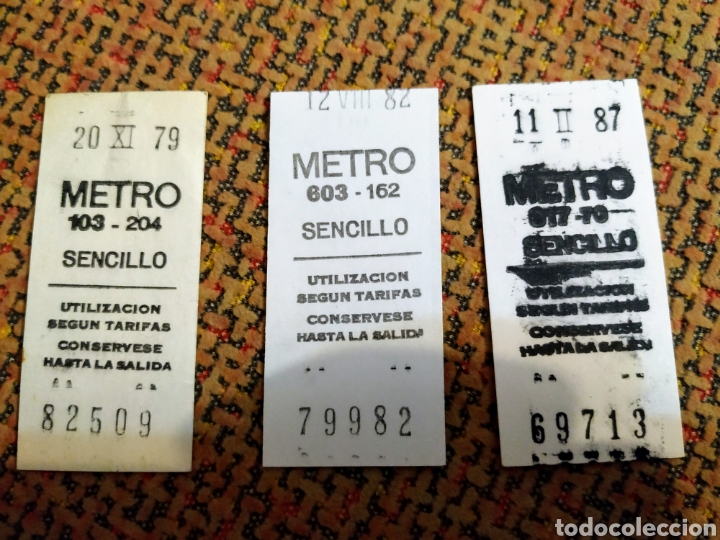 Coleccionismo Billetes de transporte: Lote 3 Billetes METRO 1979 1982 1987 79 82 87