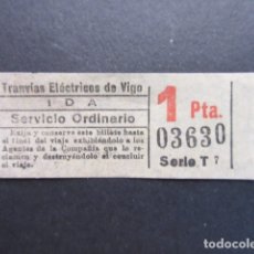 Coleccionismo Billetes de transporte: TRANVIAS ELECTRICOS DE VIGO - BILLETE CAPICUA 03630 - IDA (TEXTO GRANDE) 1 PESETAS