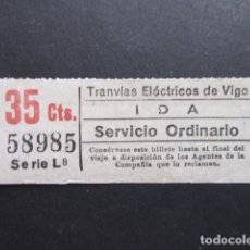 Coleccionismo Billetes de transporte: TRANVIAS ELECTRICOS DE VIGO - BILLETE CAPICUA 58985 - IDA (TEXTO GRANDE ) 35 CTS IMPRESOR MINUSCULAS