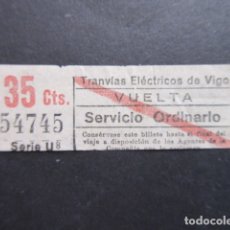 Coleccionismo Billetes de transporte: TRANVIAS ELECTRICOS DE VIGO - BILLETE CAPICUA 54745 - VUELTA(TEXTO GRANDE) 35 CTS IMPRESOR MINUSCULA