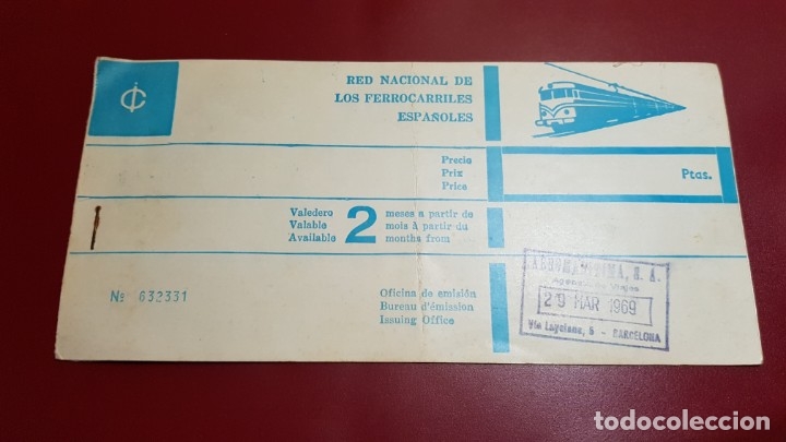 Sammeln von Fahrkarten: RED NACIONAL DE LOS FERROCARRILES ESPA&Ntilde;OLES - BARCELONA/ POBLA SEGUR - 1969
