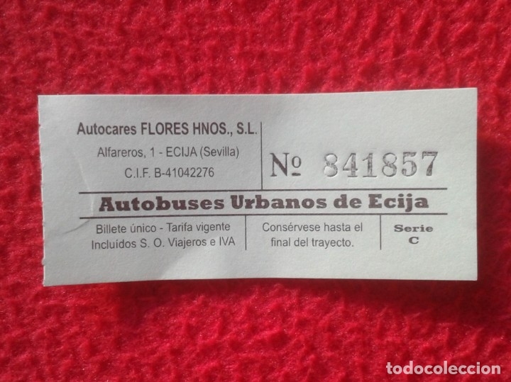 Colecionismos Bilhetes de Transporte: BILLETE TICKET DE TRANSPORTE AUTOBUSES URBANOS &Eacute;CIJA (SEVILLA) AUTOBUS BUS, PARA COLECCI&Oacute;N. VE FOTOS