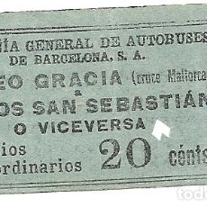 Coleccionismo Billetes de transporte: AJ5.C.G.A.PASEO GRACIA-BAÑOS SAN SEBASTIAN.AÑOS 20. Lote 174989459