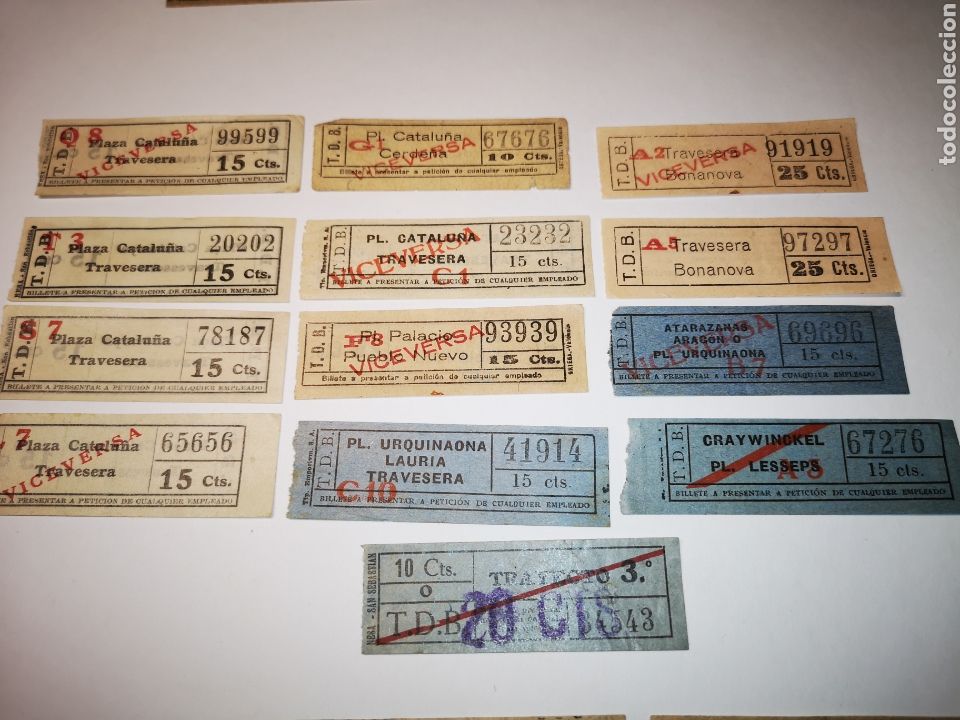 Colecionismos Bilhetes de Transporte: BILLETES TRANSPORTE TRAMVIA, TRANVIA BARCELONA. LOTE 13 BILLETES CAPICUA