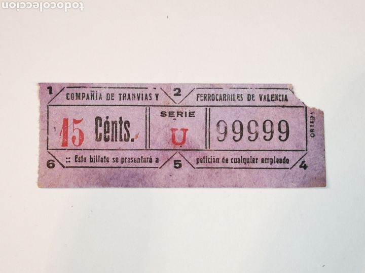 Coleccionismo Billetes de transporte: BILLETE DE TRANSPORTE. TRANVIA VALENCIA. CAPICUA.9999