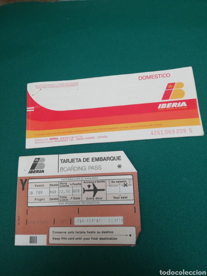 Collectionnisme Billets de transport: TARJETA DE EMBARQUE Y BILLETE DE IBERIA - a&ntilde;o 1987