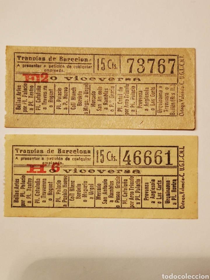 Colecionismos Bilhetes de Transporte: GUERRA CIVIL. BILLETE TRANVIA. TRANVIAS DE BARCELONA. UGT. CNT