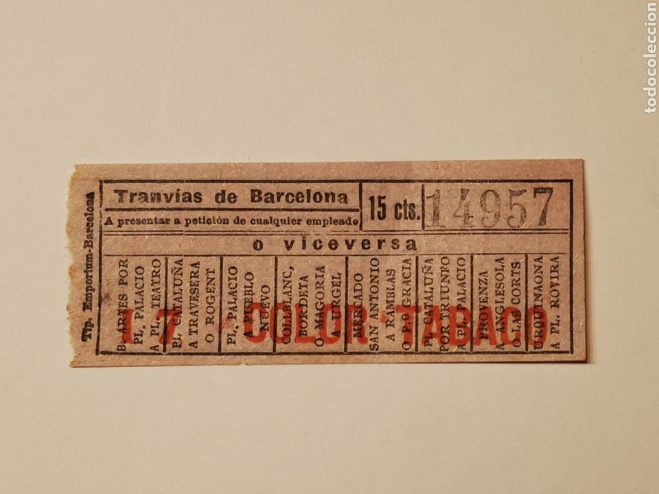 Colecionismos Bilhetes de Transporte: BILLETE DE TRANVIA. TRANVIAS DE BARCELONA.