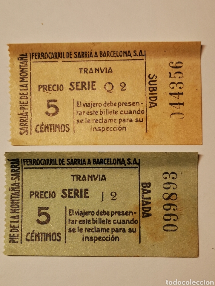 Colecionismos Bilhetes de Transporte: BILLETES TREN. FERROCARRIL DE SARRIA. BARCELONA.