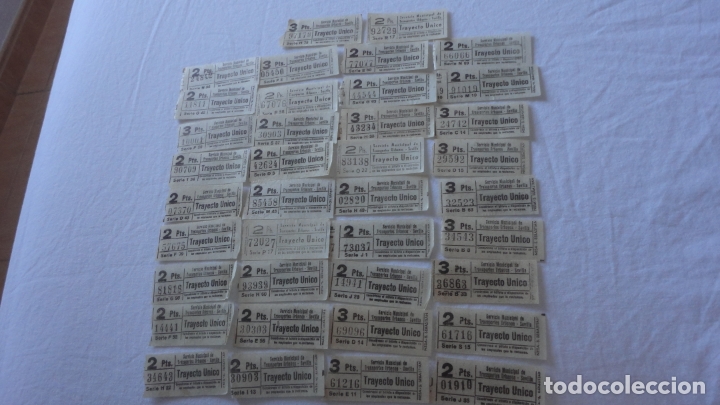 Colecionismos Bilhetes de Transporte: ANTIGUO CONJUNTO 38 BILLETES TRANSPORTE URBANOS.SEVILLA TRAYECTO UNICO.CAPICUA.