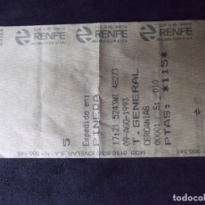Coleccionismo Billetes de transporte: TRANSPORTE-V37-A-BILLETE RENFE-PINEDA-1993