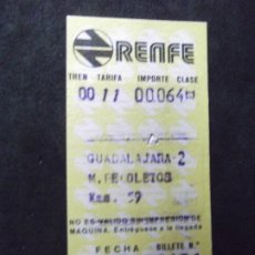 Coleccionismo Billetes de transporte: TRANSPORTE-V37-A-BILLETE RENFE-GUADALAJARA-RECOLETOS-1976