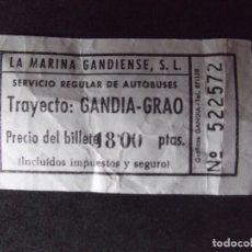 Coleccionismo Billetes de transporte: TRANSPORTE-V37-A-BILLETE-LA MARINA GANDIENSE-GANDIA-VALENCIA-1980