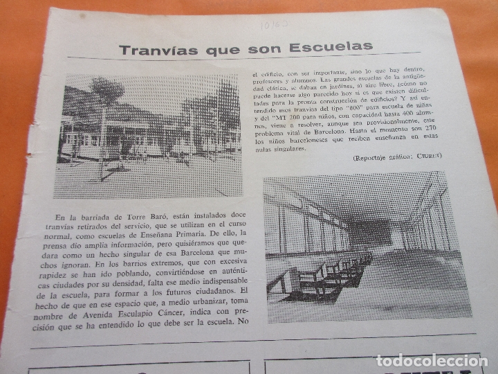 Collectables Transport Tickets: ARTICULO 1967 - TRANVIAS COMO ESCUELAS BARCELONA EN TORRE BARO  1 PAGINAS