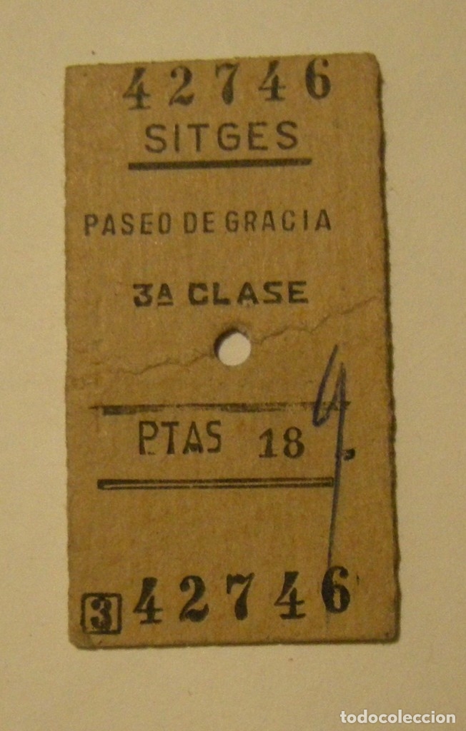 Collectables Transport Tickets: BILLETE EDMONSON SITGES - PASEO DE GRACIA EN BUEN ESTADO