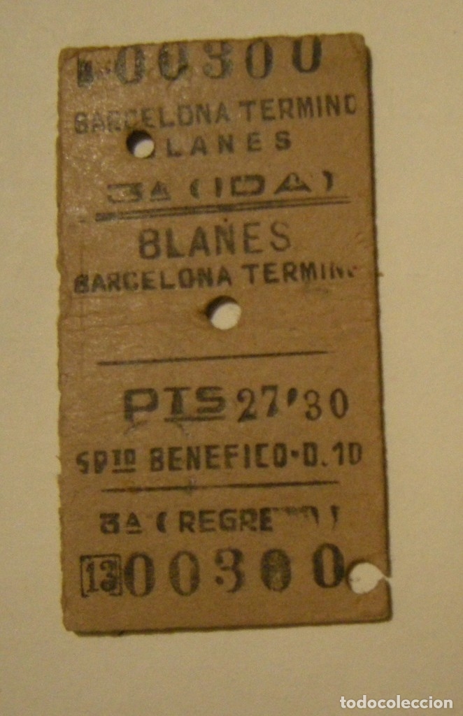 Collectables Transport Tickets: BILLETE EDMONSON BARCELONA TERMINO - BLANES A&Ntilde;O 1956 EN BUEN ESTADO